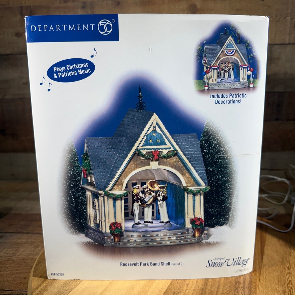 Dept 56 Roosevelt Park Band Shell Snow Village Blue 56.55338 Musical Patriotic